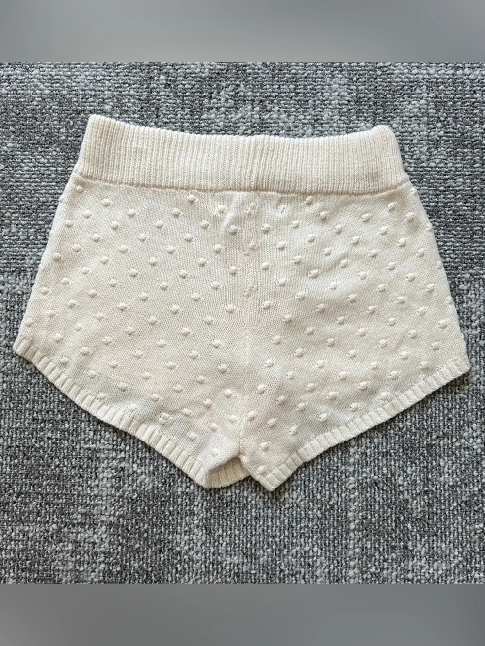 saltwater LUXE Cream Textured Knit Polka Dot Shorts - Picture 5 of 5